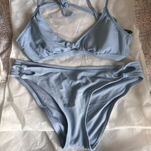 Light Blue Ribbed Bikini Set